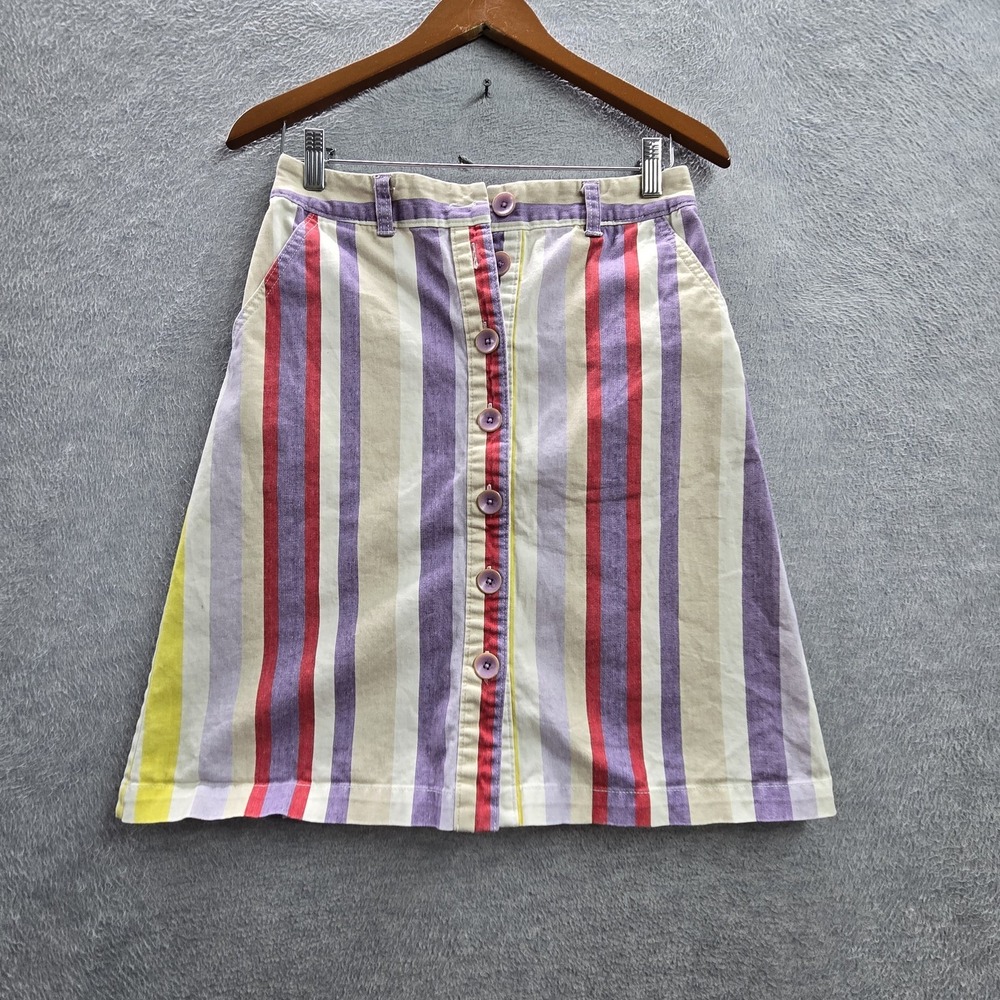 Maeve By Anthropologie Women Skirt US 2 Multicolor A-Line Skirt Striped Button